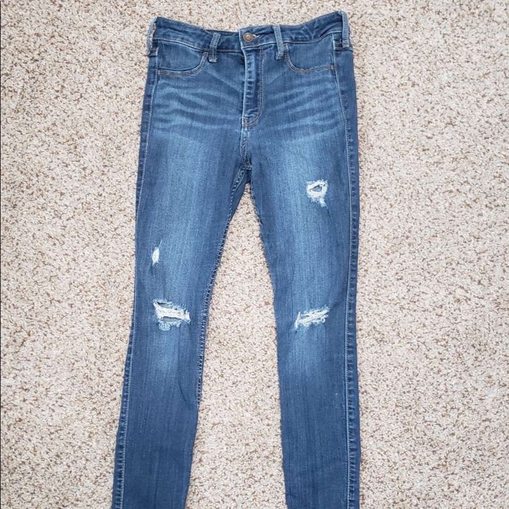 Medium-dark wash high waisted jeggings